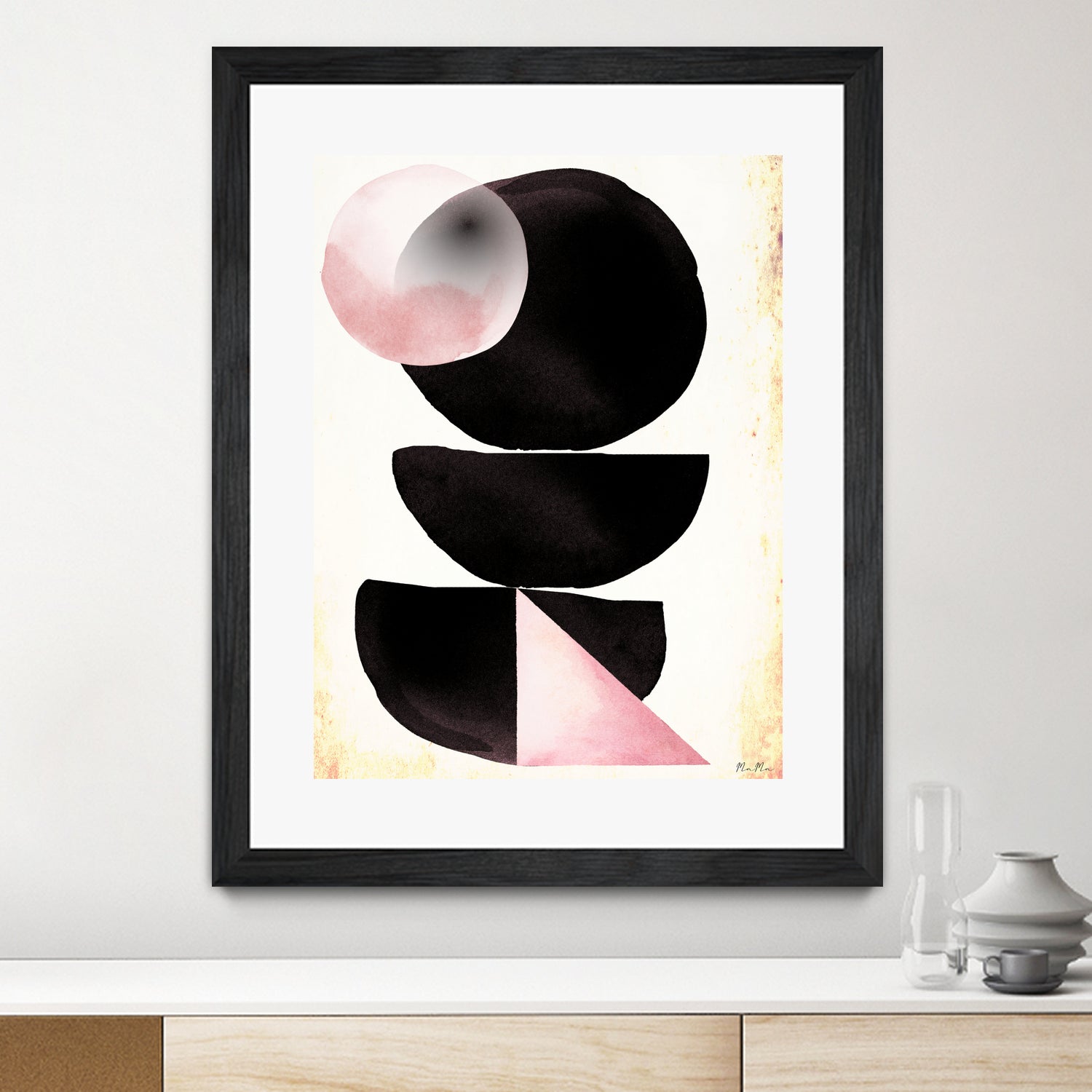 Black pink geometric abstract mama art by Maria Mata on GIANT ART - black digital painting