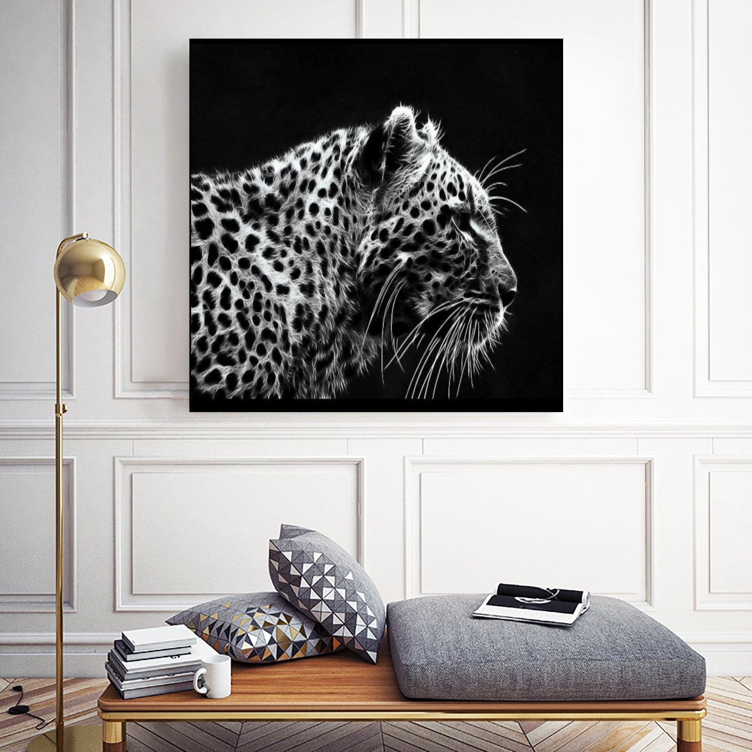 Leopard by Rainbow style on GIANT ART - black 3d art