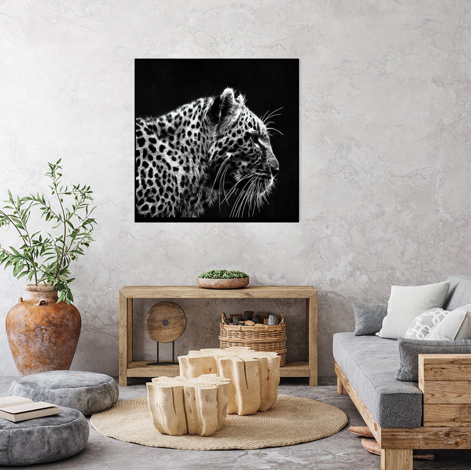 Leopard by Rainbow style on GIANT ART - black 3d art