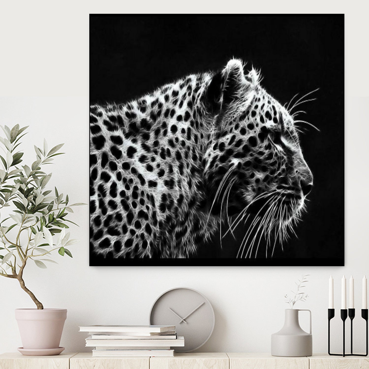 Leopard by Rainbow style on GIANT ART - black 3d art