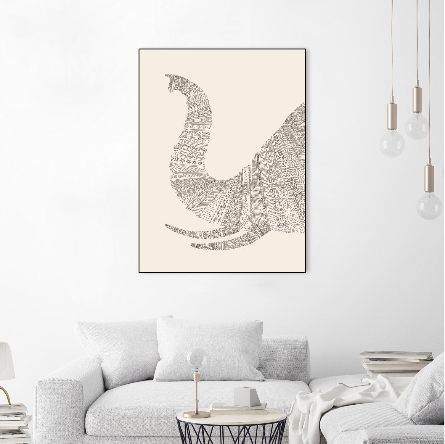 Elephant (On Beige) by Florent Bodart on GIANT ART - white digital drawing