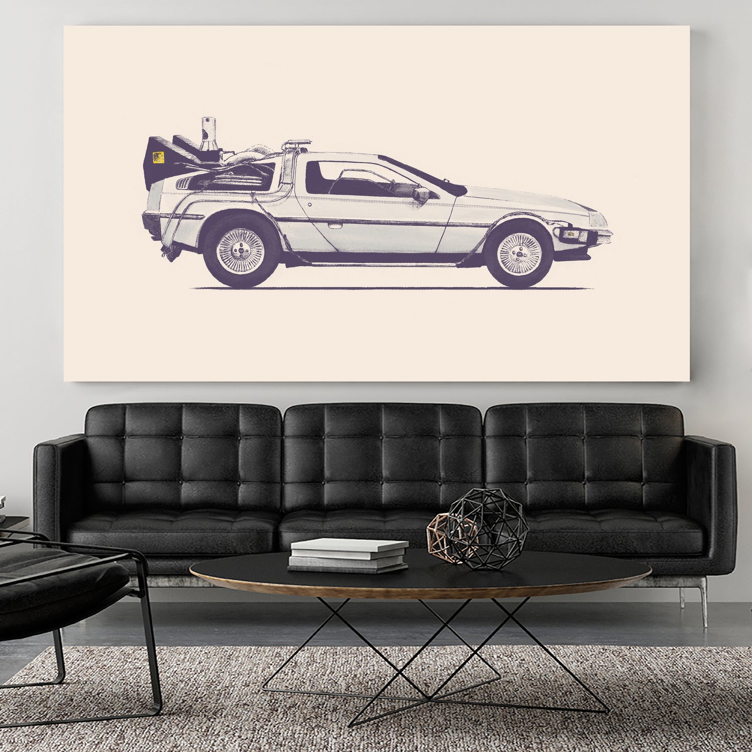 Famous Car #2 - Back to the Future's Delorean by Florent Bodart on GIANT ART - white digital painting