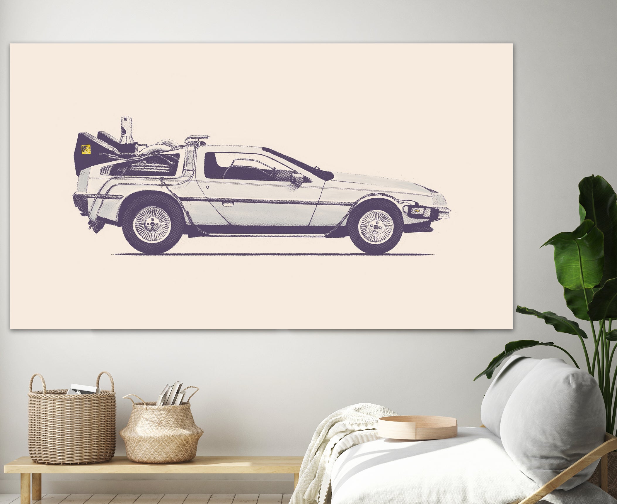 Famous Car #2 - Back to the Future's Delorean by Florent Bodart on GIANT ART - white digital painting