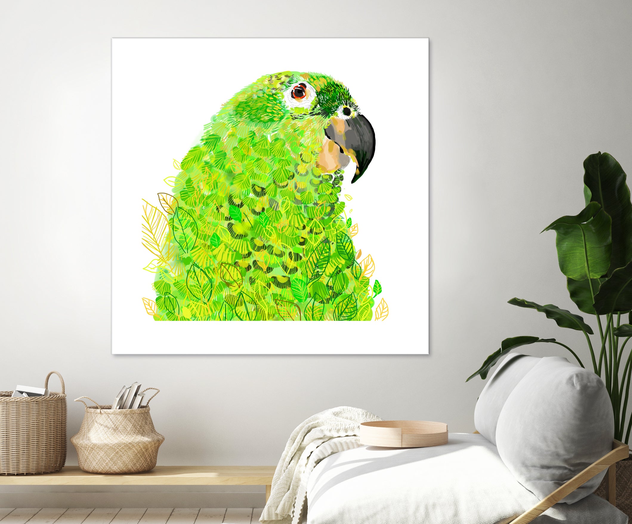 Green Parrot by Reid Harrison on GIANT ART - green digital painting