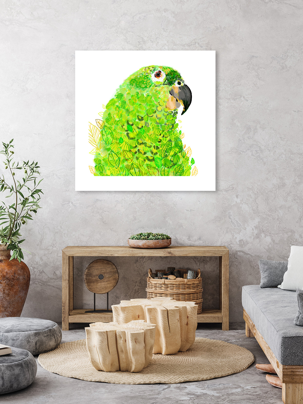 Green Parrot by Reid Harrison on GIANT ART - green digital painting