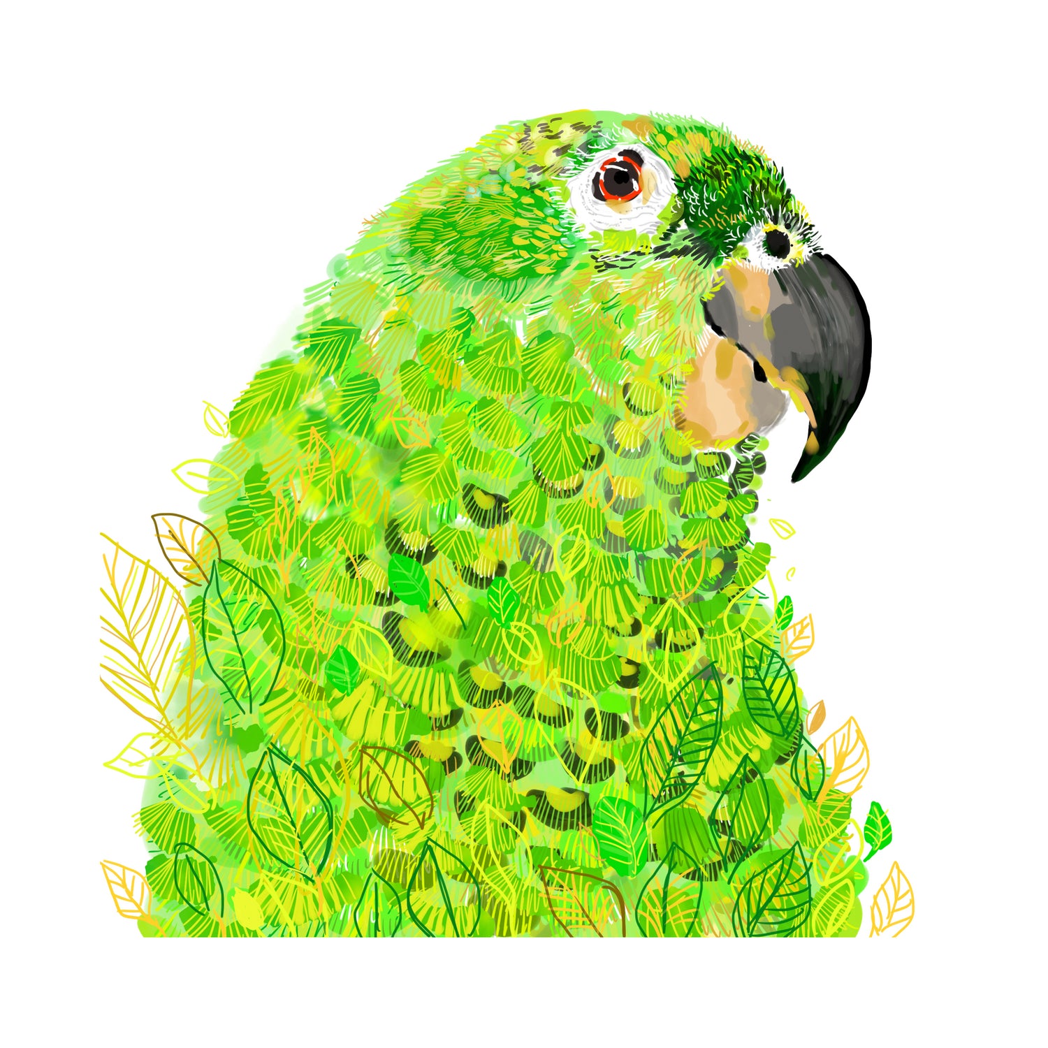 Green Parrot by Reid Harrison on GIANT ART - green digital painting