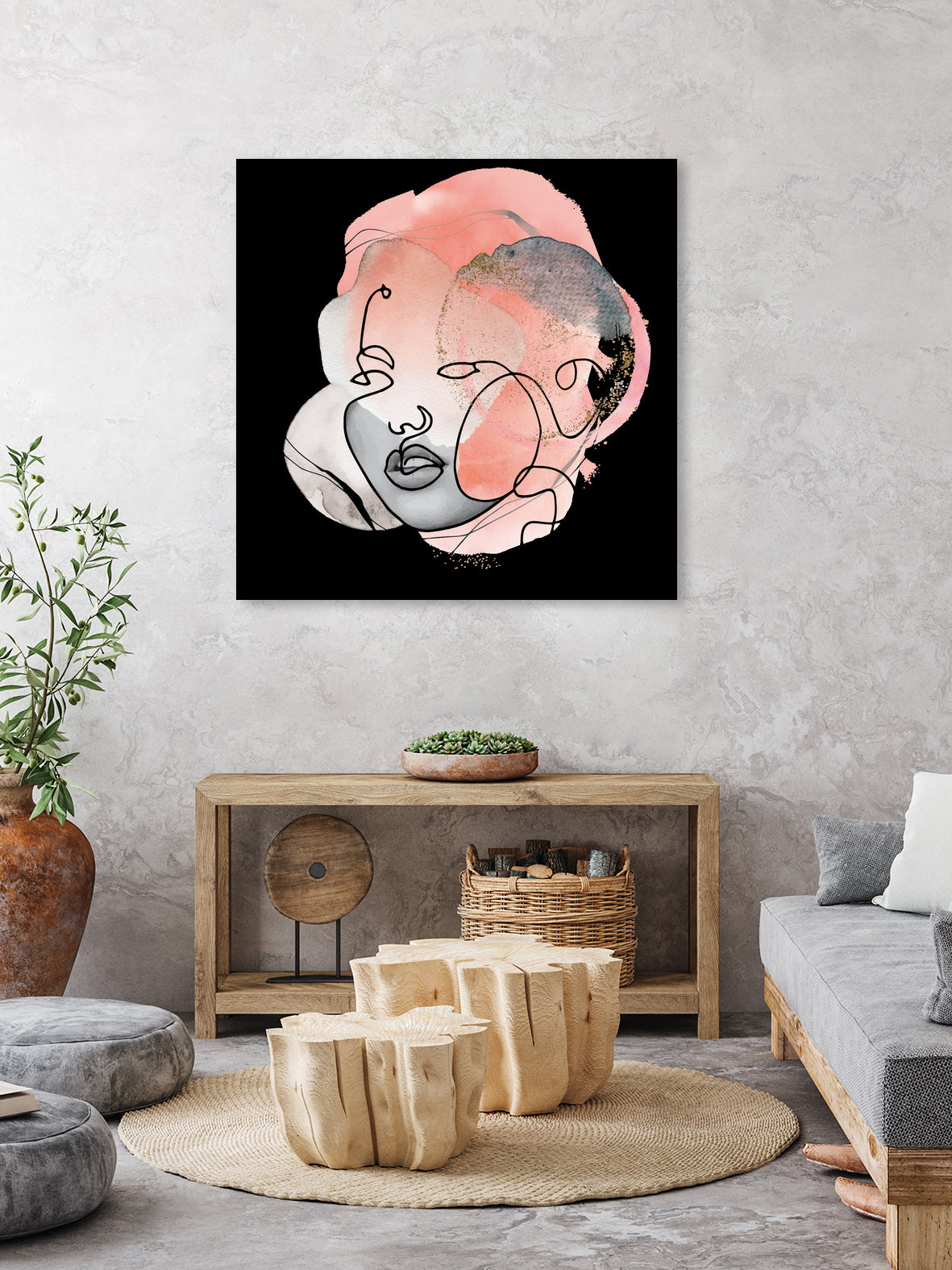 female line art portrait by Sabine Hoffmann on GIANT ART - black vector illustration