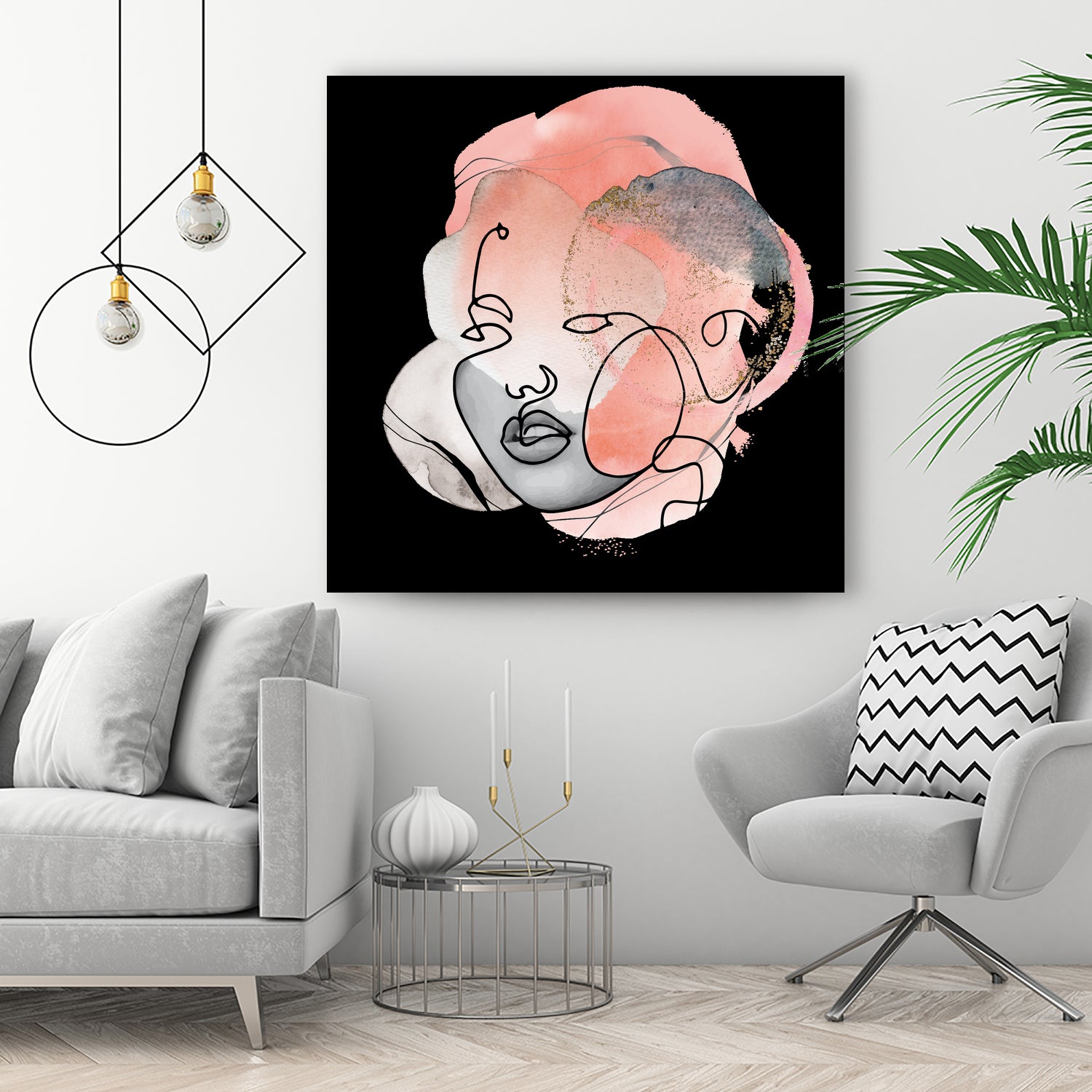 female line art portrait by Sabine Hoffmann on GIANT ART - black vector illustration