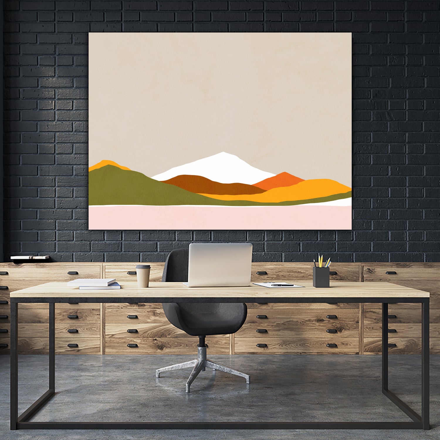 Minimal Landscape 1. Spring by Dominique Van Roey on GIANT ART - white digital drawing