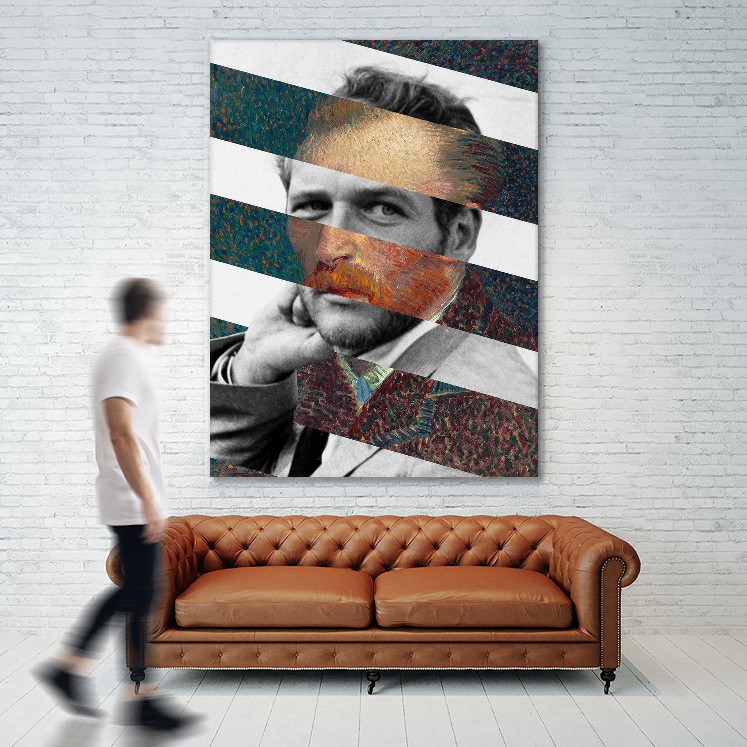 Van Gogh's Self Portrait & Paul Newman by Luigi Tarini on GIANT ART - orange photo manipulation