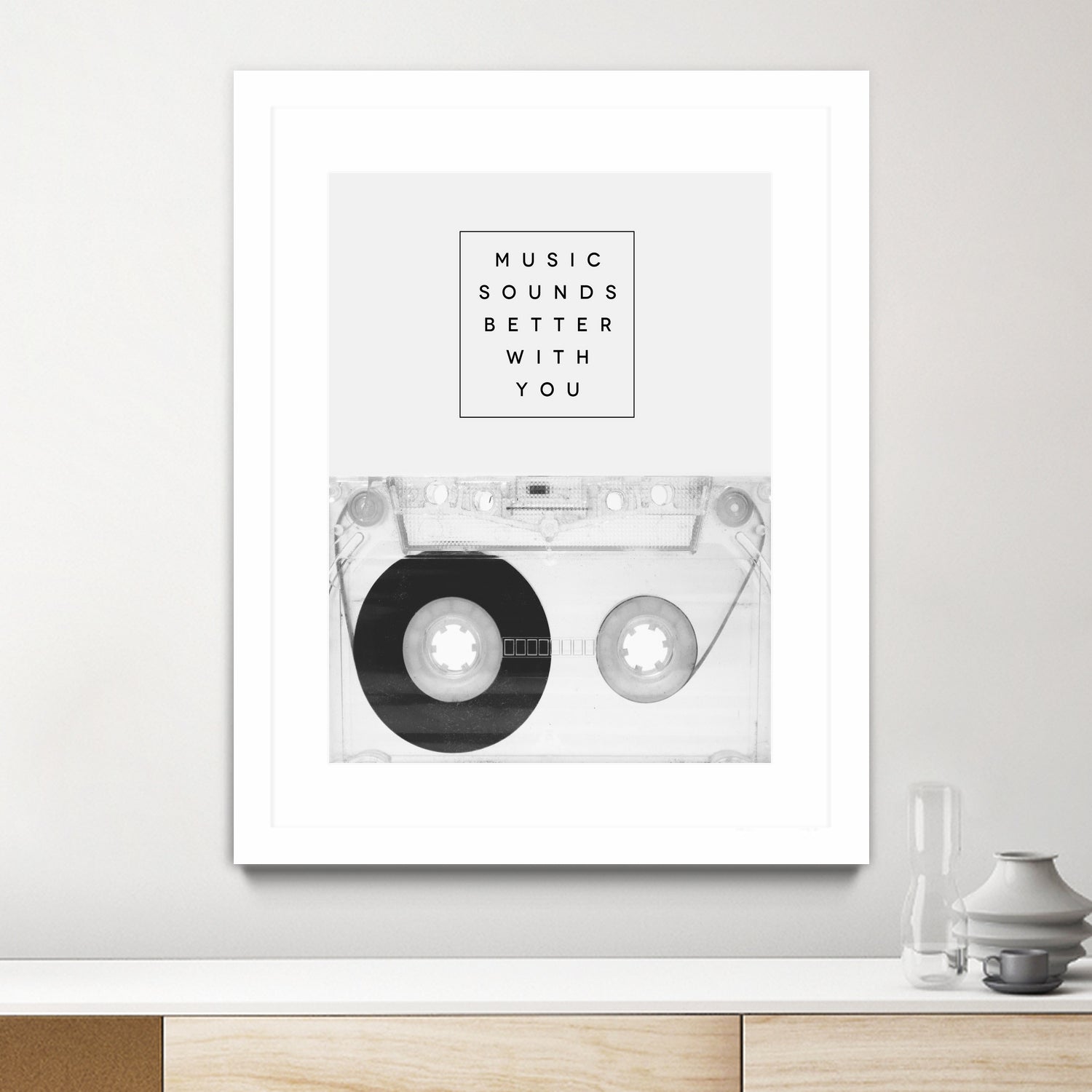 Music Sounds Better With You by Anna Farath on GIANT ART - gray typography