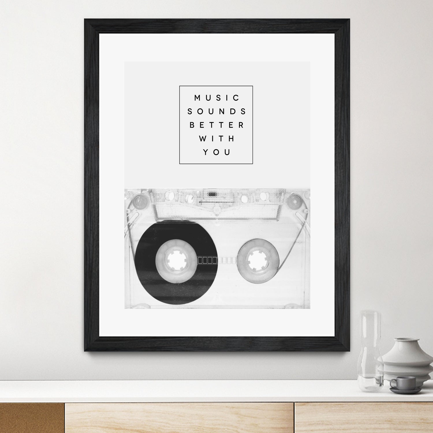 Music Sounds Better With You by Anna Farath on GIANT ART - gray typography