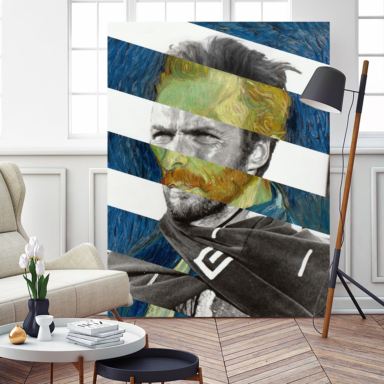 Van Gogh's Self Portrait and Clint Eastwood by Luigi Tarini on GIANT ART - blue photo manipulation