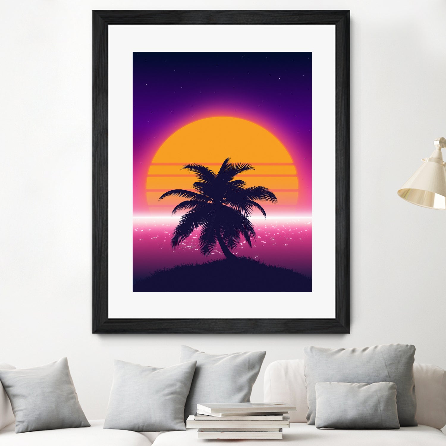 Retrowave Palm Sunset by Muhammad Daffa Umar on GIANT ART - black photo illustration