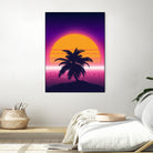 Retrowave Palm Sunset by Muhammad Daffa Umar on GIANT ART - black photo illustration