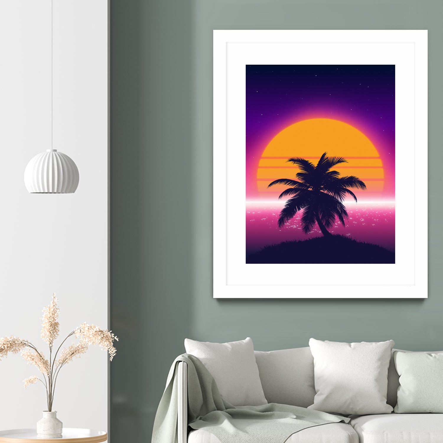 Retrowave Palm Sunset by Muhammad Daffa Umar on GIANT ART - black photo illustration