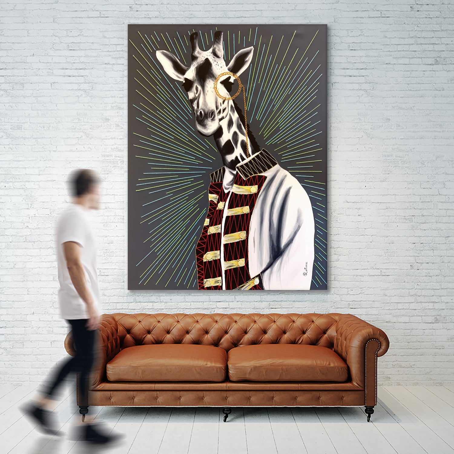 Mr giraffe by eugenia retana on GIANT ART - gray mixed media