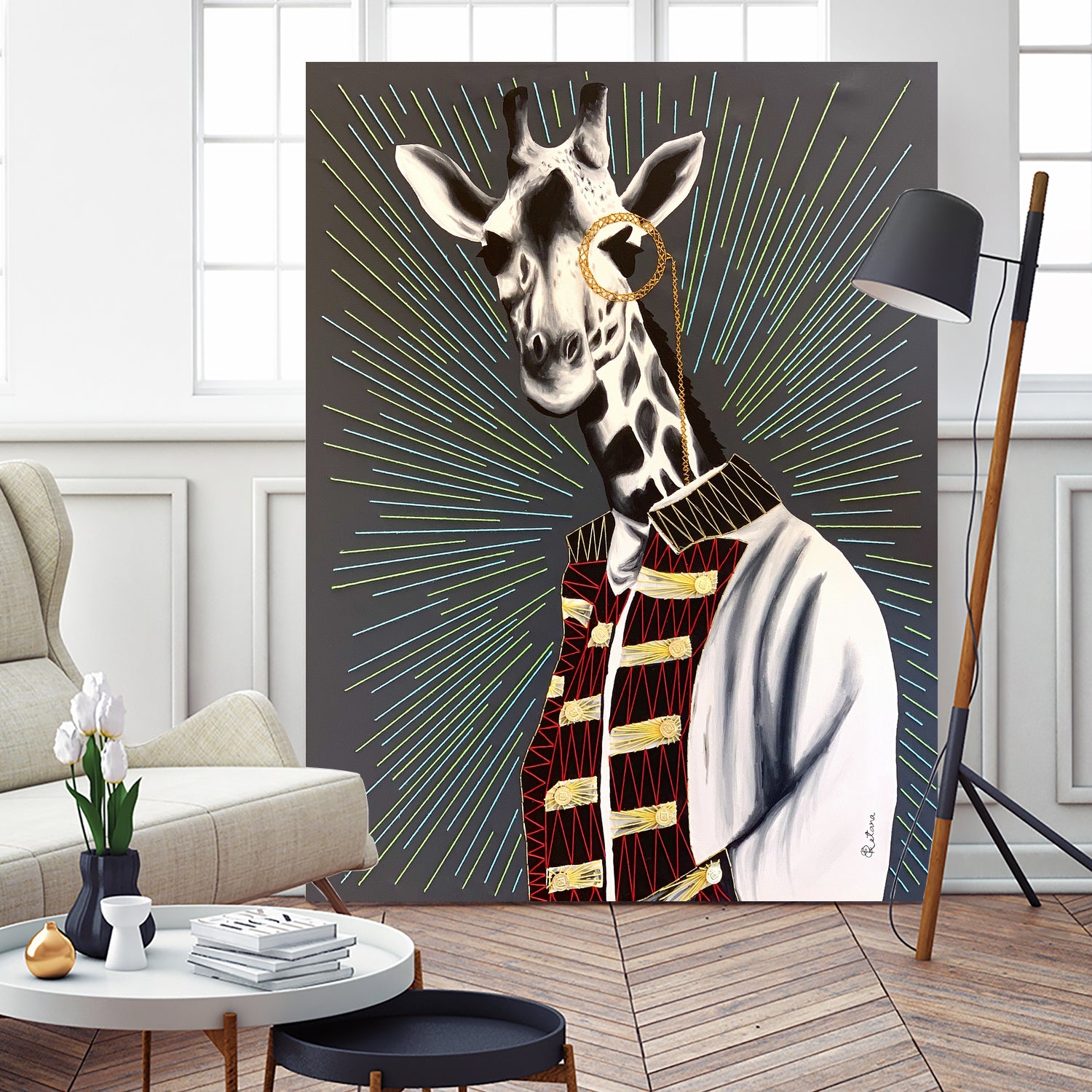 Mr giraffe by eugenia retana on GIANT ART - gray mixed media