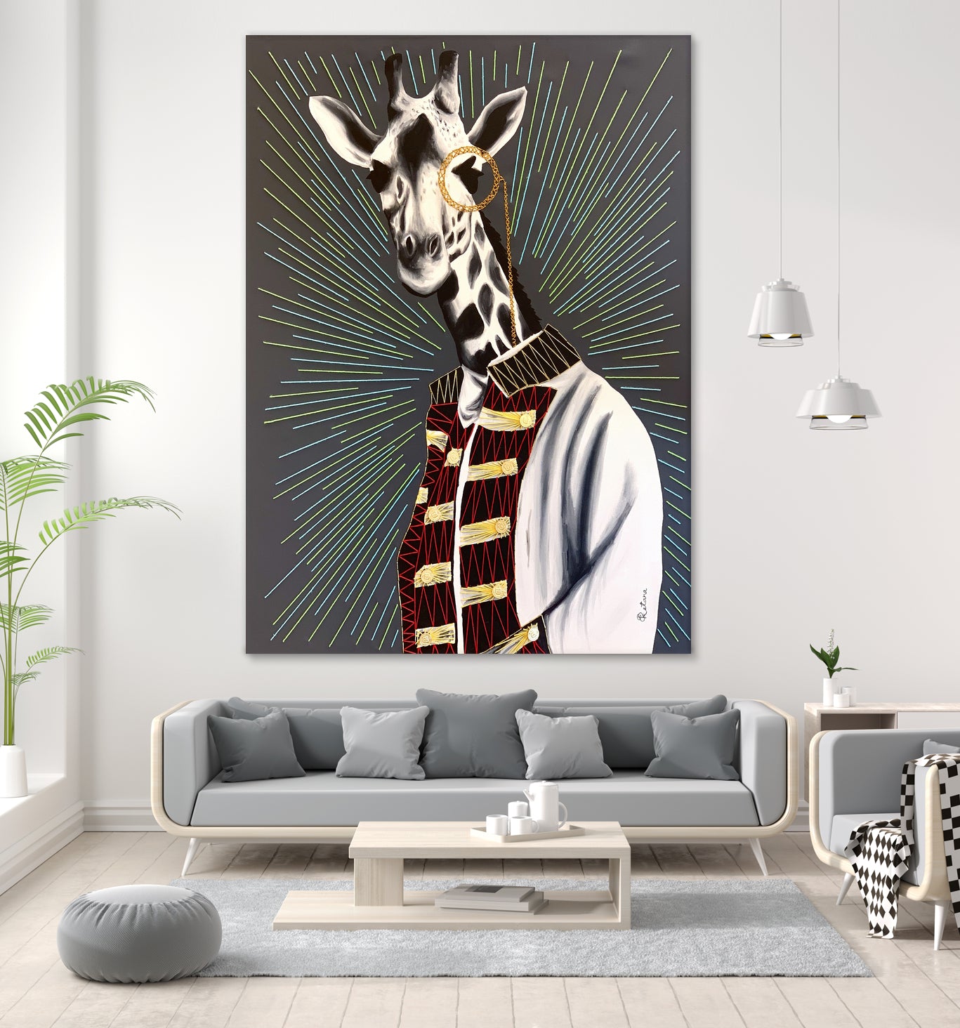 Mr giraffe by eugenia retana on GIANT ART - gray mixed media