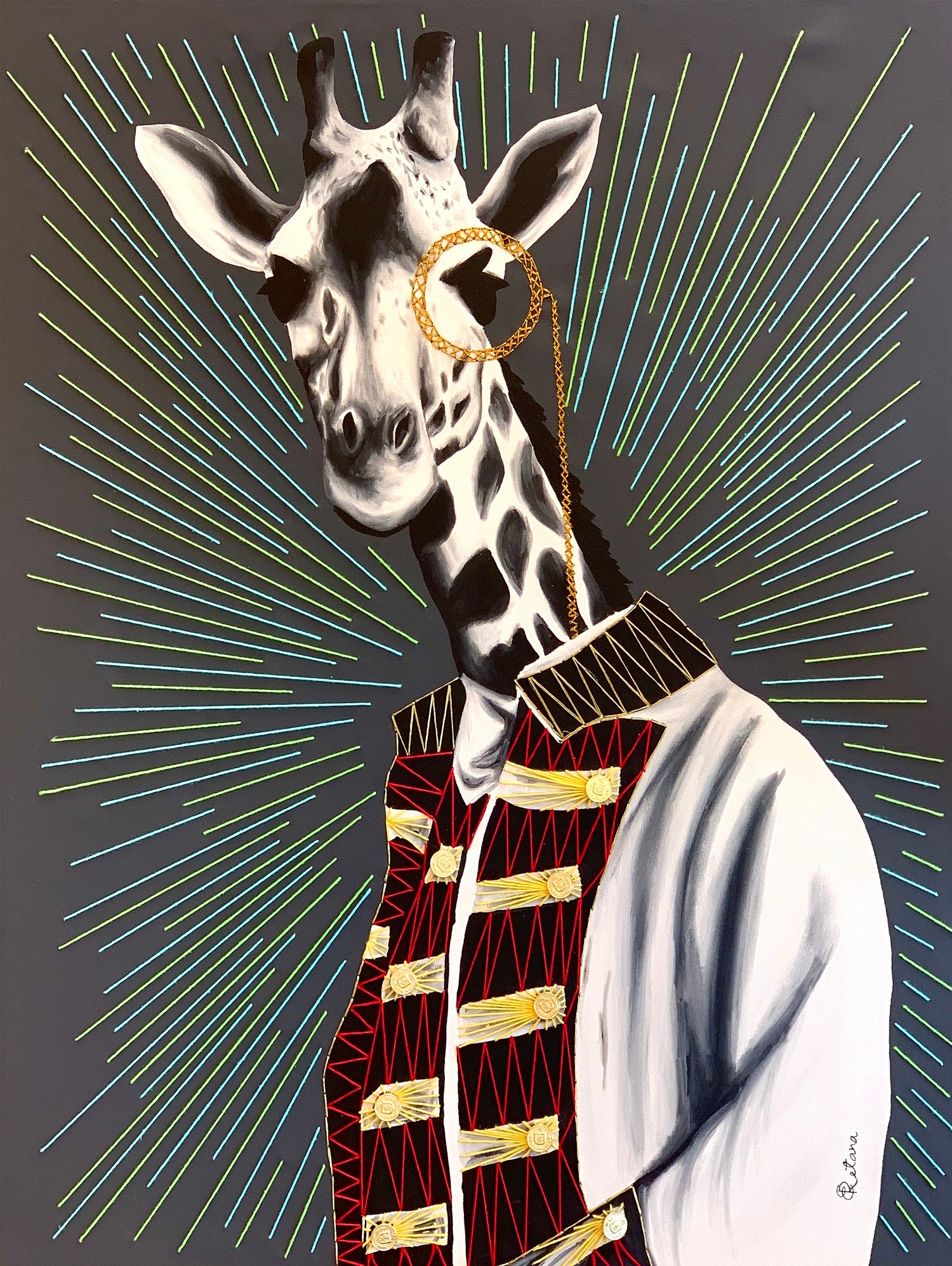 Mr giraffe by eugenia retana on GIANT ART - gray mixed media