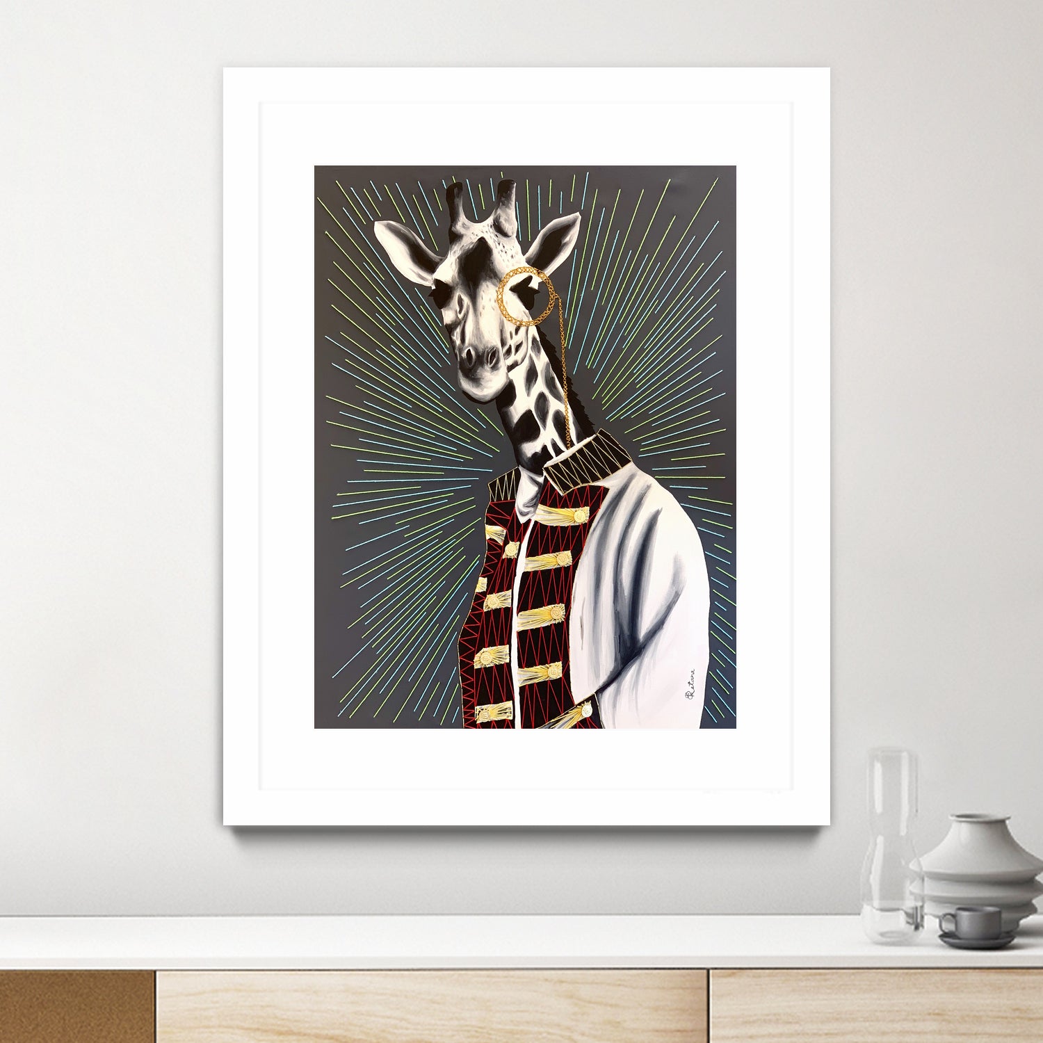 Mr giraffe by eugenia retana on GIANT ART - gray mixed media