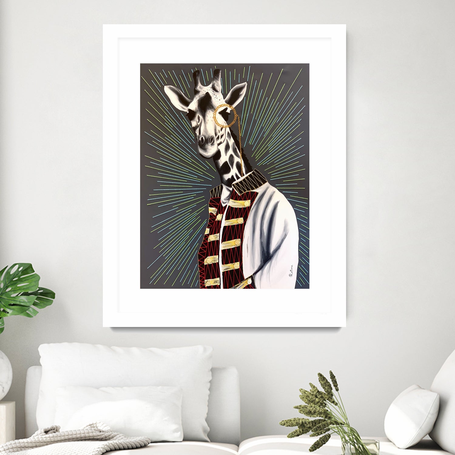 Mr giraffe by eugenia retana on GIANT ART - gray mixed media