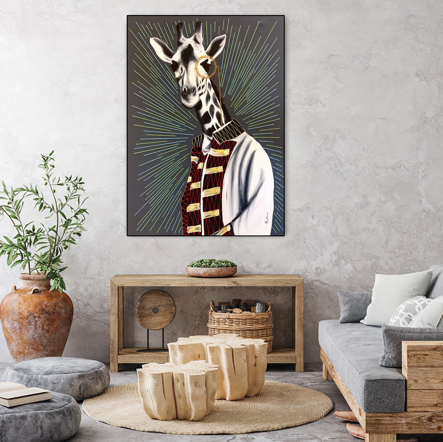 Mr giraffe by eugenia retana on GIANT ART - gray mixed media