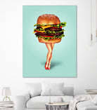 Cheeseburger Girl by Kelly Gilleran on GIANT ART - blue mixed media