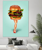 Cheeseburger Girl by Kelly Gilleran on GIANT ART - blue mixed media