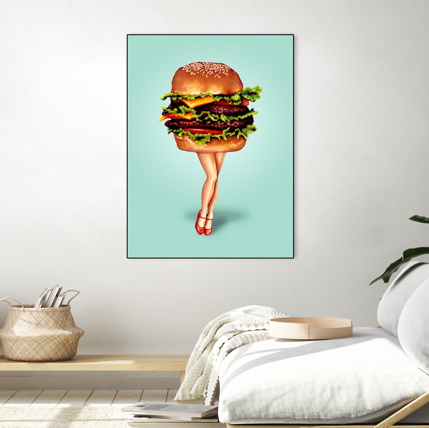 Cheeseburger Girl by Kelly Gilleran on GIANT ART - blue mixed media