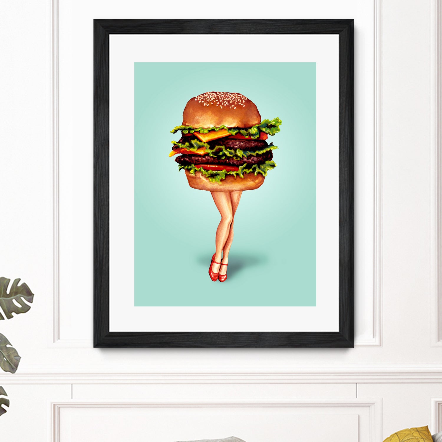 Cheeseburger Girl by Kelly Gilleran on GIANT ART - blue mixed media