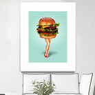 Cheeseburger Girl by Kelly Gilleran on GIANT ART - blue mixed media