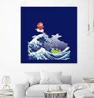 Ponyo and the Great Kanagawa wave by Stefano Piga on GIANT ART - blue digital drawing