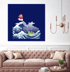 Ponyo and the Great Kanagawa wave by Stefano Piga on GIANT ART - blue digital drawing