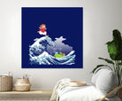 Ponyo and the Great Kanagawa wave by Stefano Piga on GIANT ART - blue digital drawing