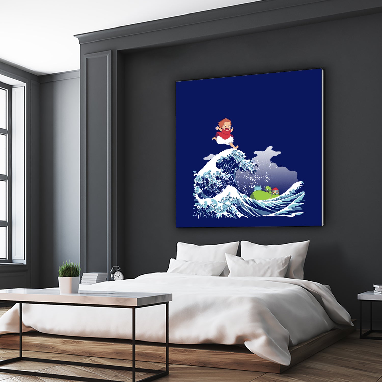 Ponyo and the Great Kanagawa wave by Stefano Piga on GIANT ART - blue digital drawing