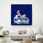 Ponyo and the Great Kanagawa wave by Stefano Piga on GIANT ART - blue digital drawing