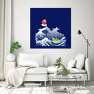 Ponyo and the Great Kanagawa wave by Stefano Piga on GIANT ART - blue digital drawing