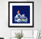 Ponyo and the Great Kanagawa wave by Stefano Piga on GIANT ART - blue digital drawing