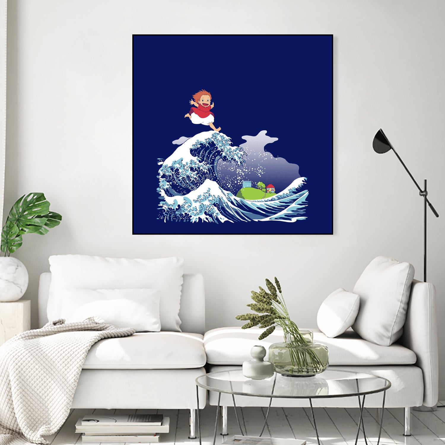 Ponyo and the Great Kanagawa wave by Stefano Piga on GIANT ART - blue digital drawing