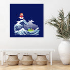 Ponyo and the Great Kanagawa wave by Stefano Piga on GIANT ART - blue digital drawing