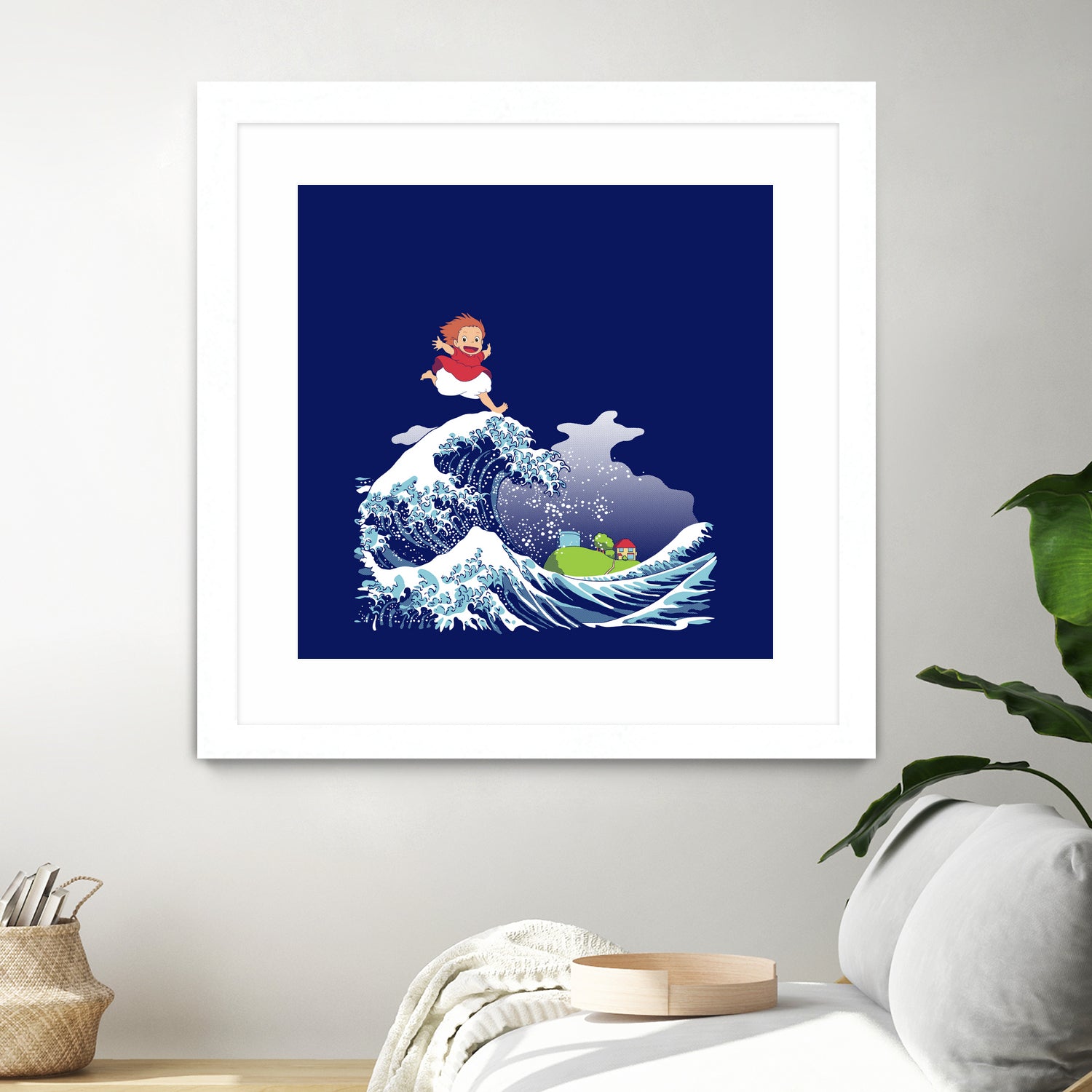 Ponyo and the Great Kanagawa wave by Stefano Piga on GIANT ART - blue digital drawing