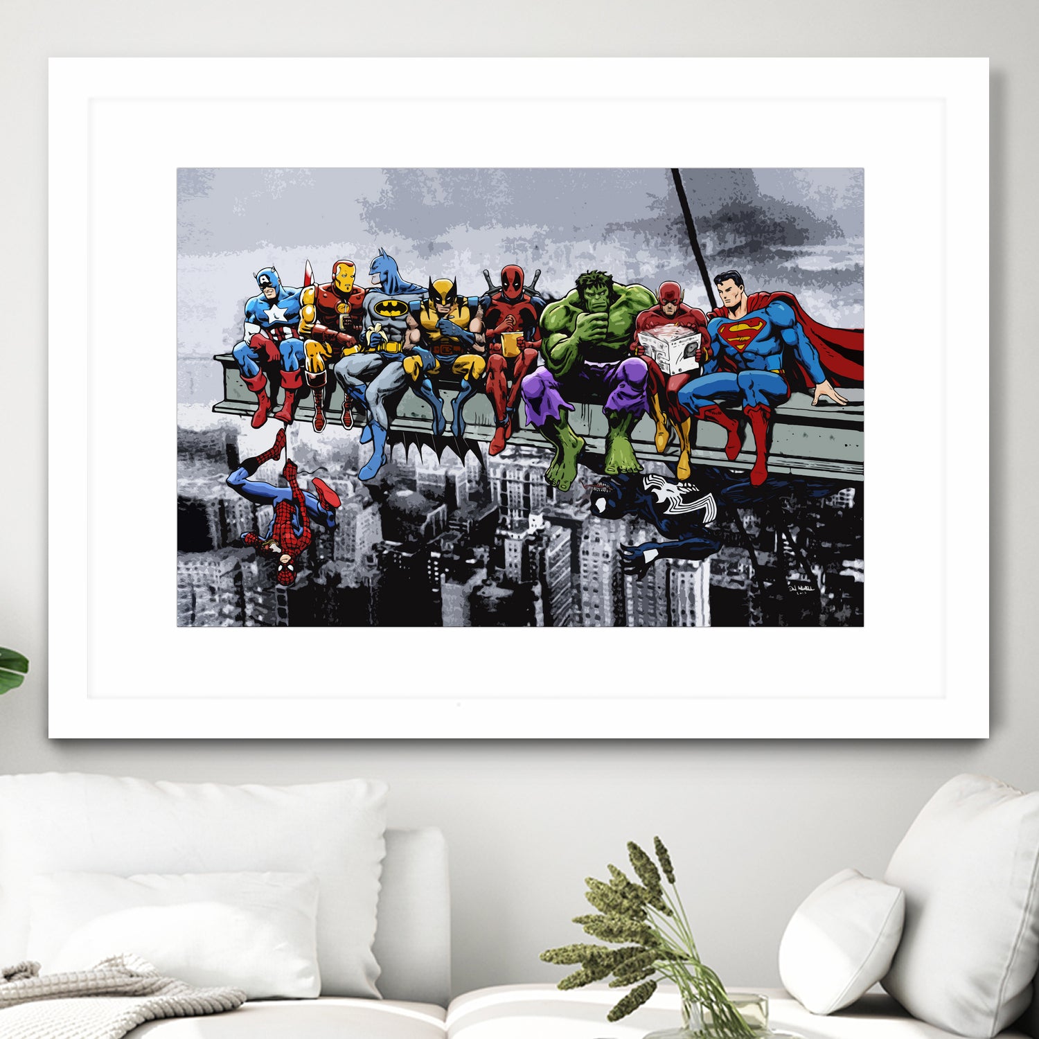 Marvel DC Superheroes Lunch Rendezvous by Dan Avenell on GIANT ART - blue digital painting