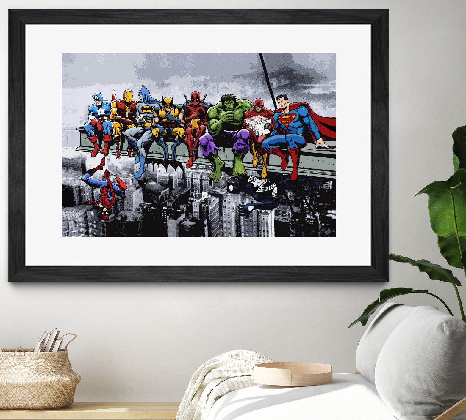 Marvel DC Superheroes Lunch Rendezvous by Dan Avenell on GIANT ART - blue digital painting