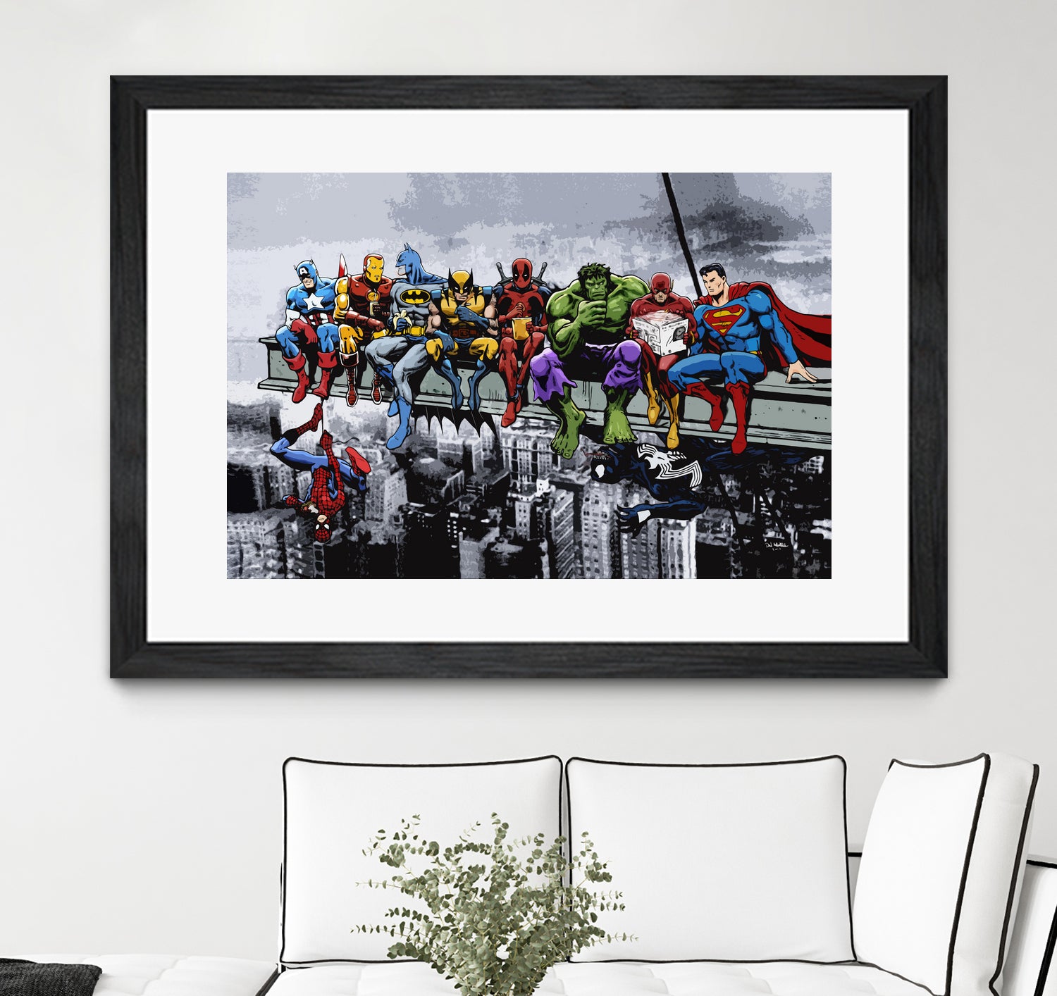 Marvel DC Superheroes Lunch Rendezvous by Dan Avenell on GIANT ART - blue digital painting