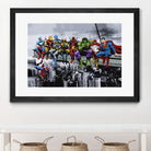 Marvel DC Superheroes Lunch Rendezvous by Dan Avenell on GIANT ART - blue digital painting