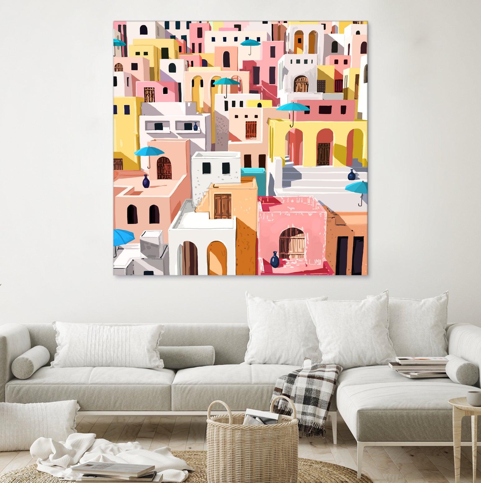 Pastel Cityscape by Uma Gokhale on GIANT ART - pink digital painting