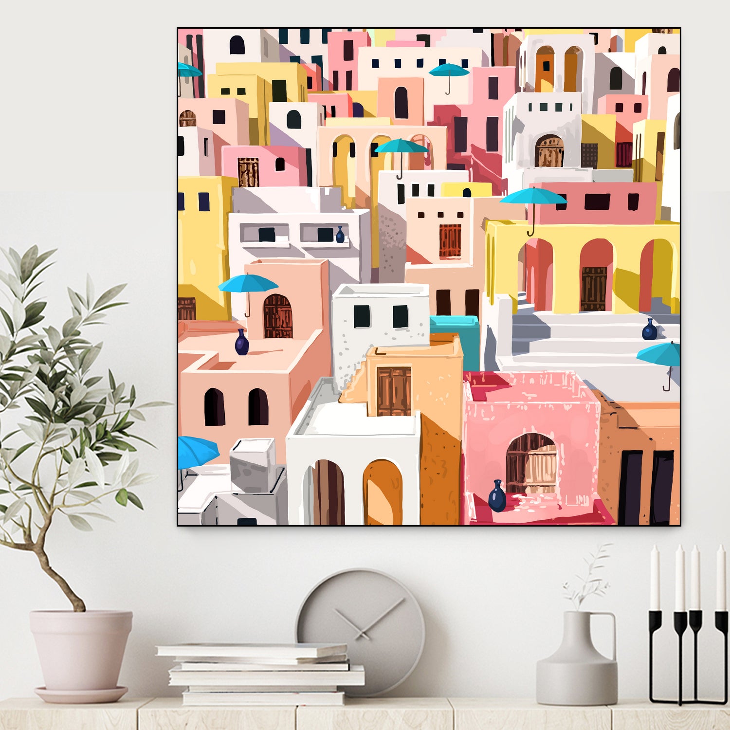 Pastel Cityscape by Uma Gokhale on GIANT ART - pink digital painting