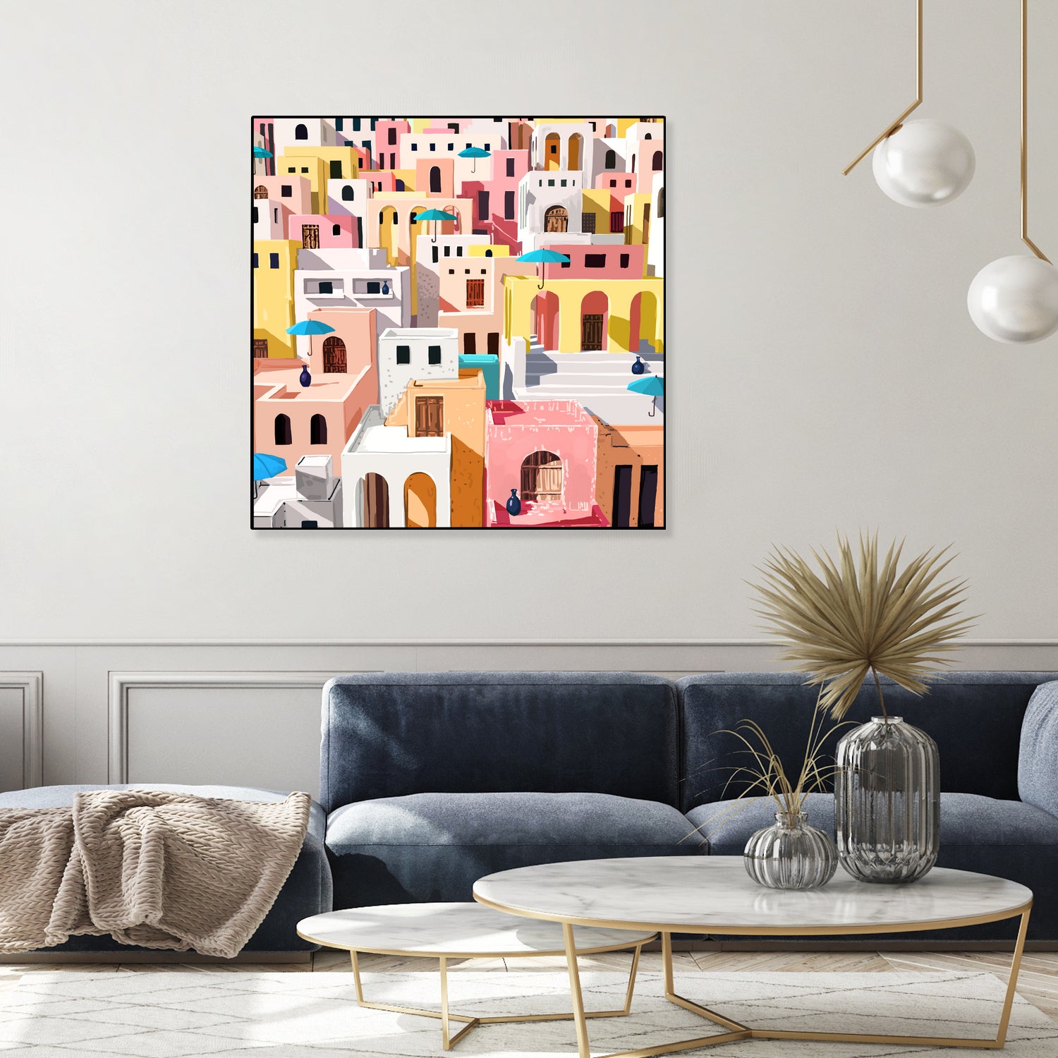 Pastel Cityscape by Uma Gokhale on GIANT ART - pink digital painting