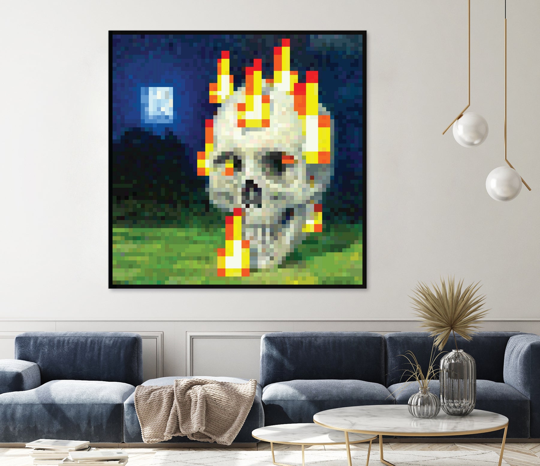 Minecraft Painting Skull on Fire by Javier Arrarte on GIANT ART - black game design